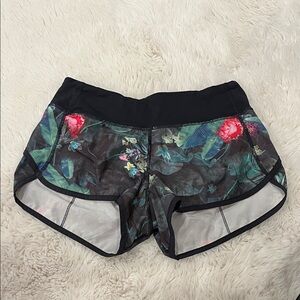 lululemon athletica Black and Floral Athletic Shorts